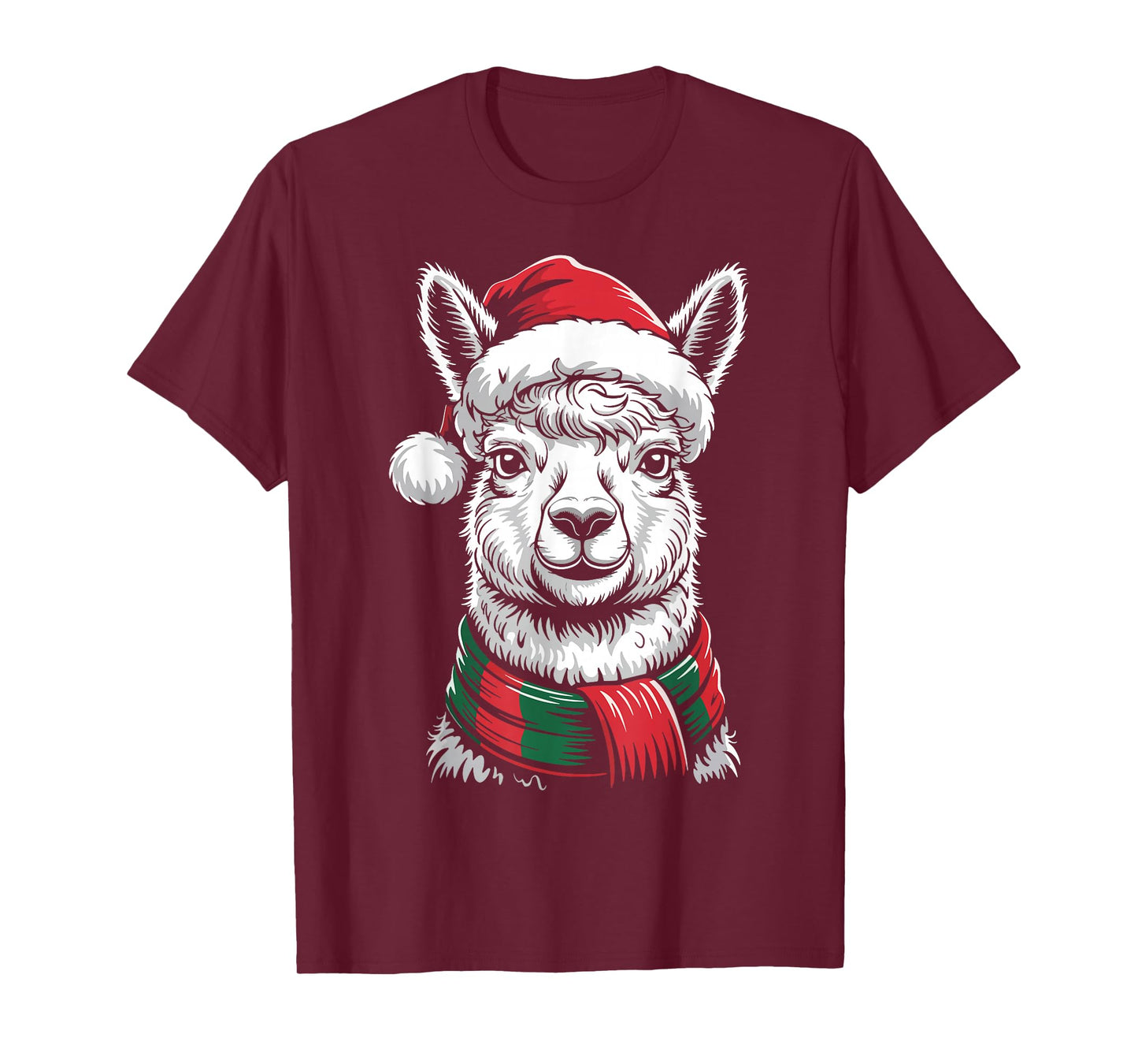 Alpaca Xmas Santa Hat Scarf Christmas Costume T-Shirt
