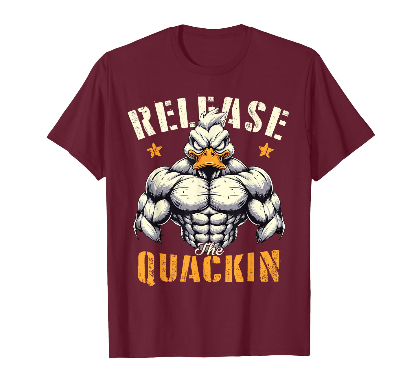 Release The Quackin Muscle Duck Funny Workout Gym Sayings T-Shirt
