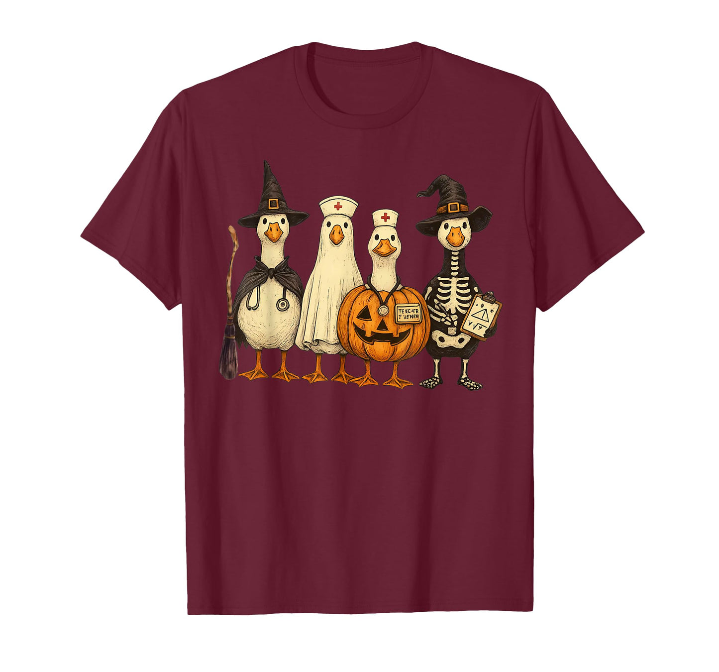 Cute Goose Nurse Halloween Costume Ghost Pumpkin Witch T-Shirt