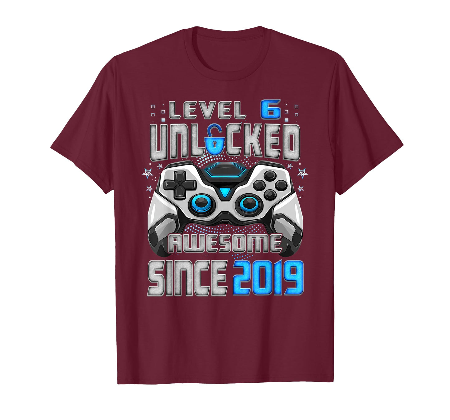 6th Birthday Level 6 Unlocked Awesome 2019 Video Gamer T-Shirt