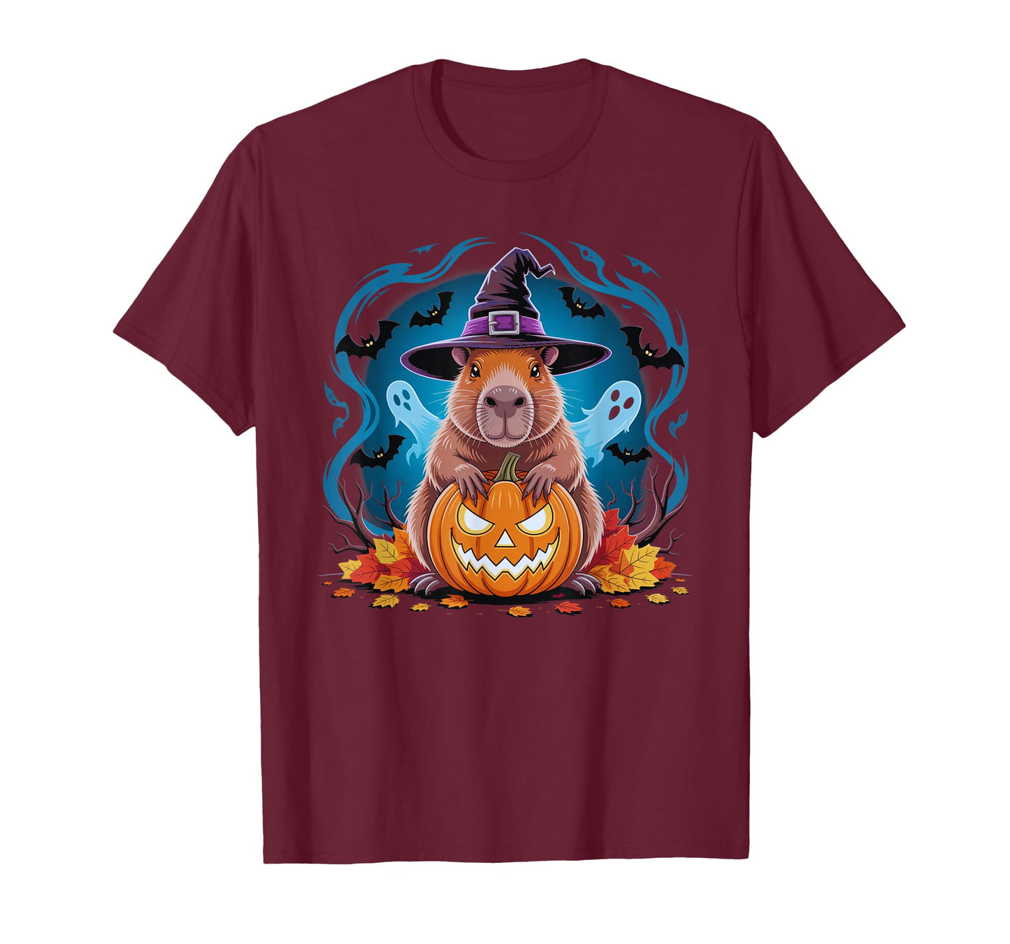 Funny Halloween Capybara Witch Hat Pumpkin T-Shirt