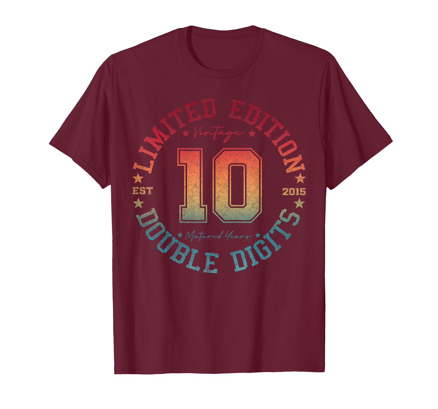 Official Double Digits 10 Year Old Gifts 10th Birthday 2015 T-Shirt