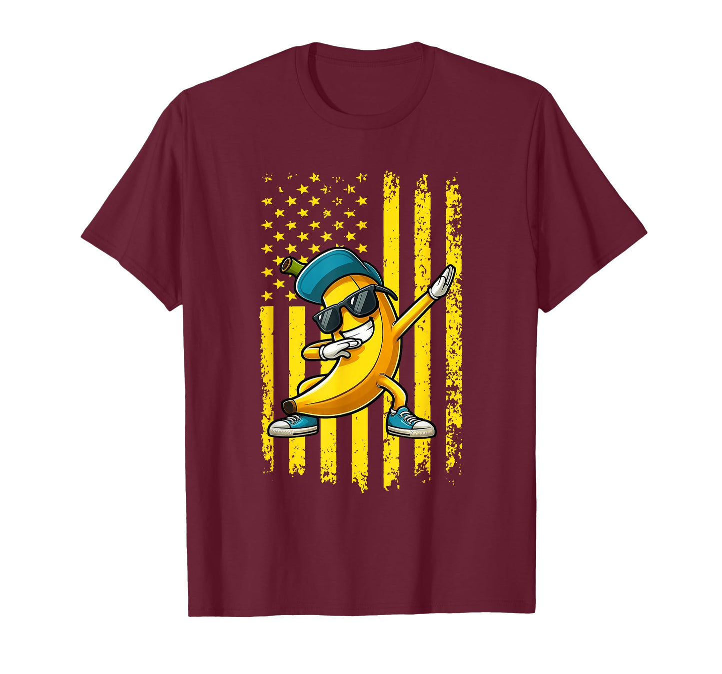 Patriotic Dabbing Banana American Flag 4th of July Boys Kids T-Shirt