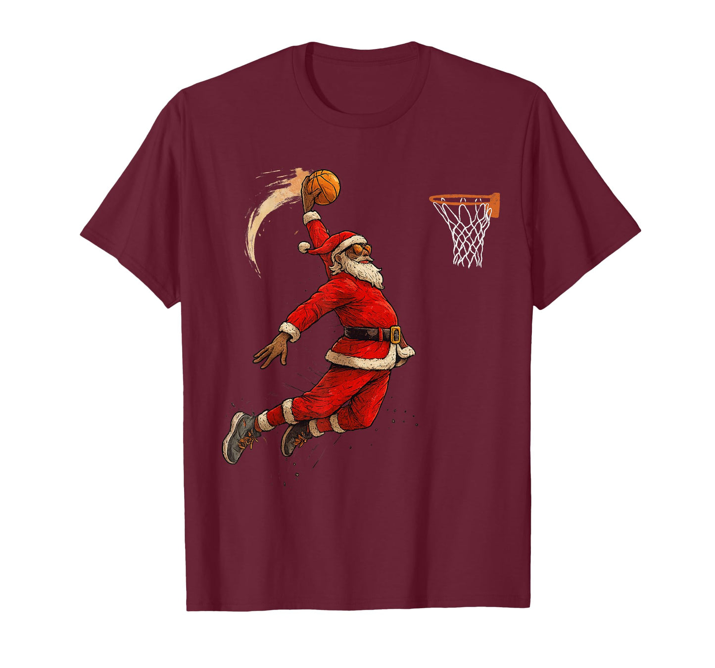 Santa Claus Playing Basketball Xmas Holiday Funny Christmas T-Shirt