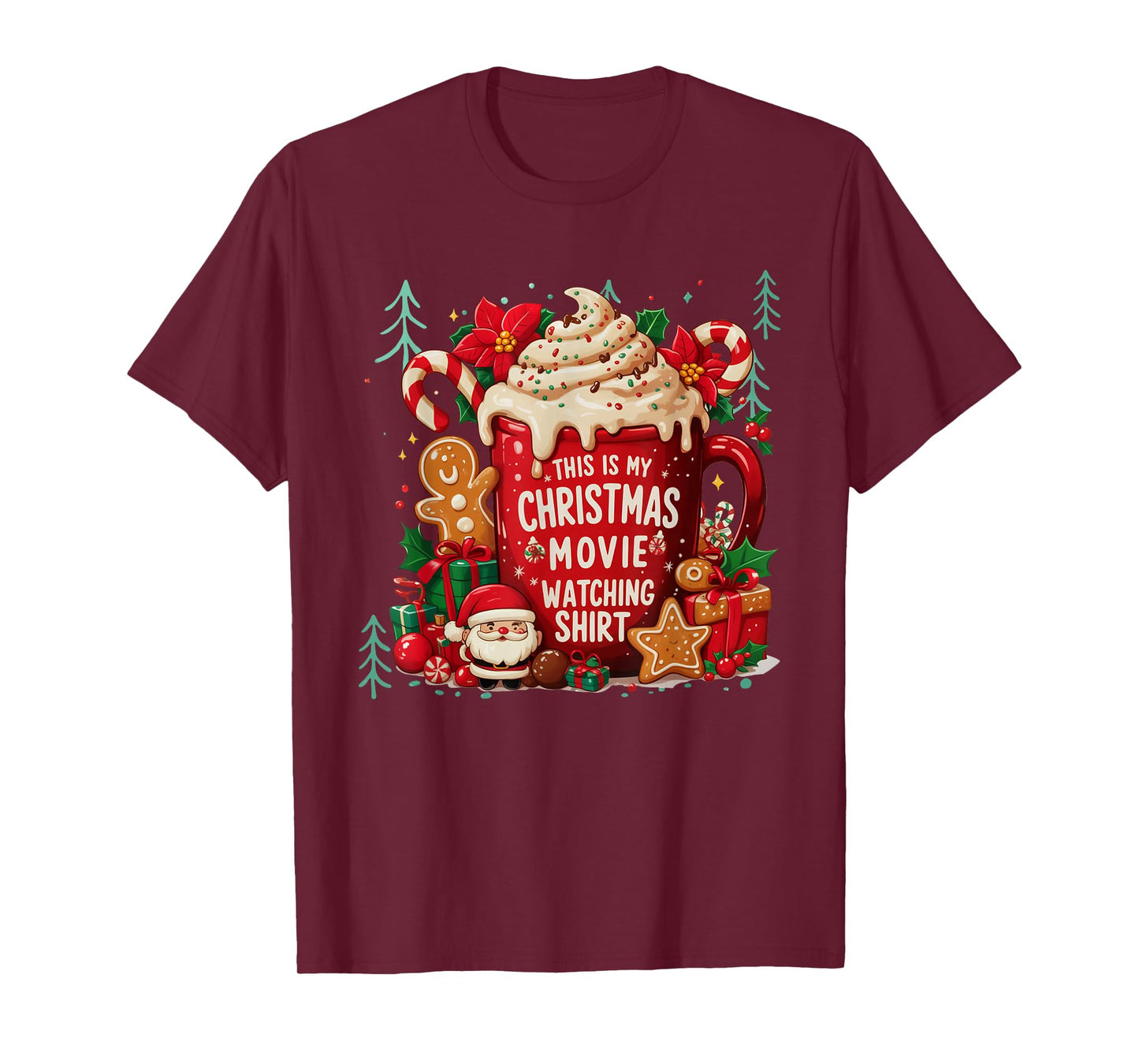 This is My Christmas Movie Watching Shirt Latte Santa Family T-Shirt