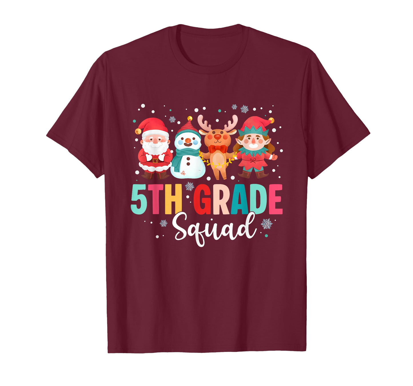 5th Grade Squad Christmas Teacher Santa Reindeer Snowman T-Shirt
