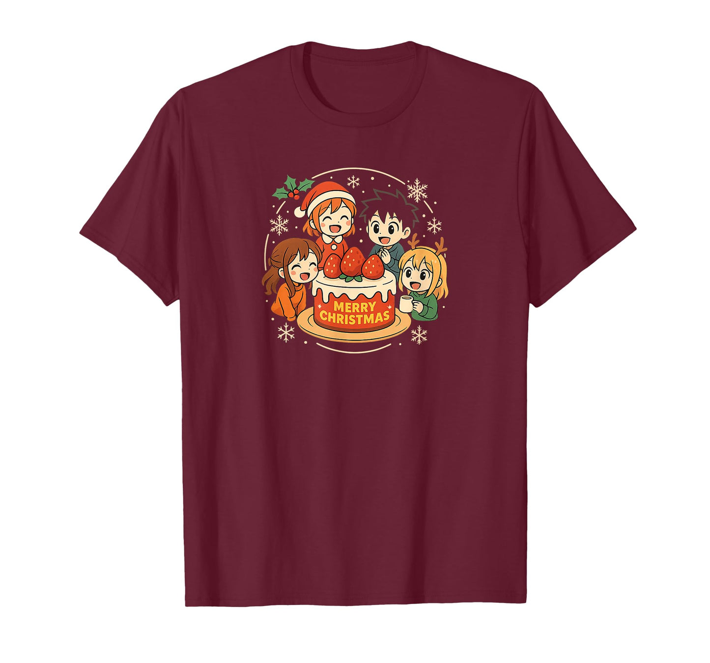 Chibi Christmas Cake Party Anime T-Shirt