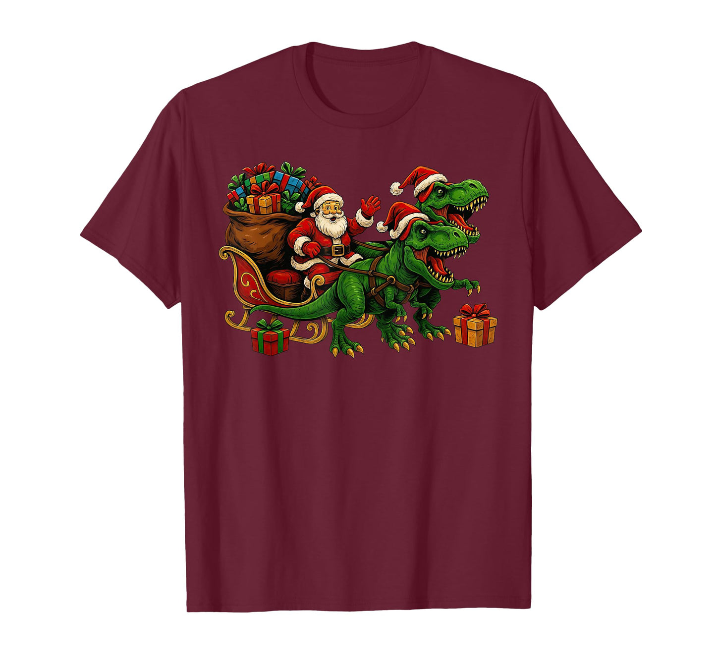 Santa Claus T-Rex Dinosaur Christmas Dino T-Shirt