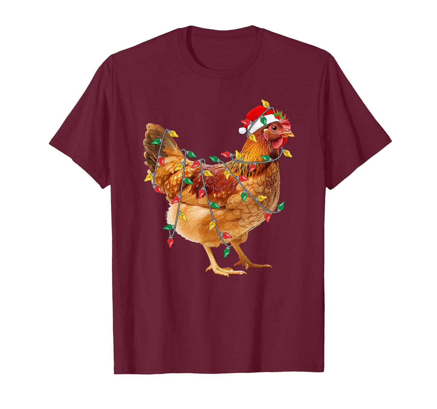 Chicken Christmas Lights Santa Farm Animal Chicken Xmas T-Shirt