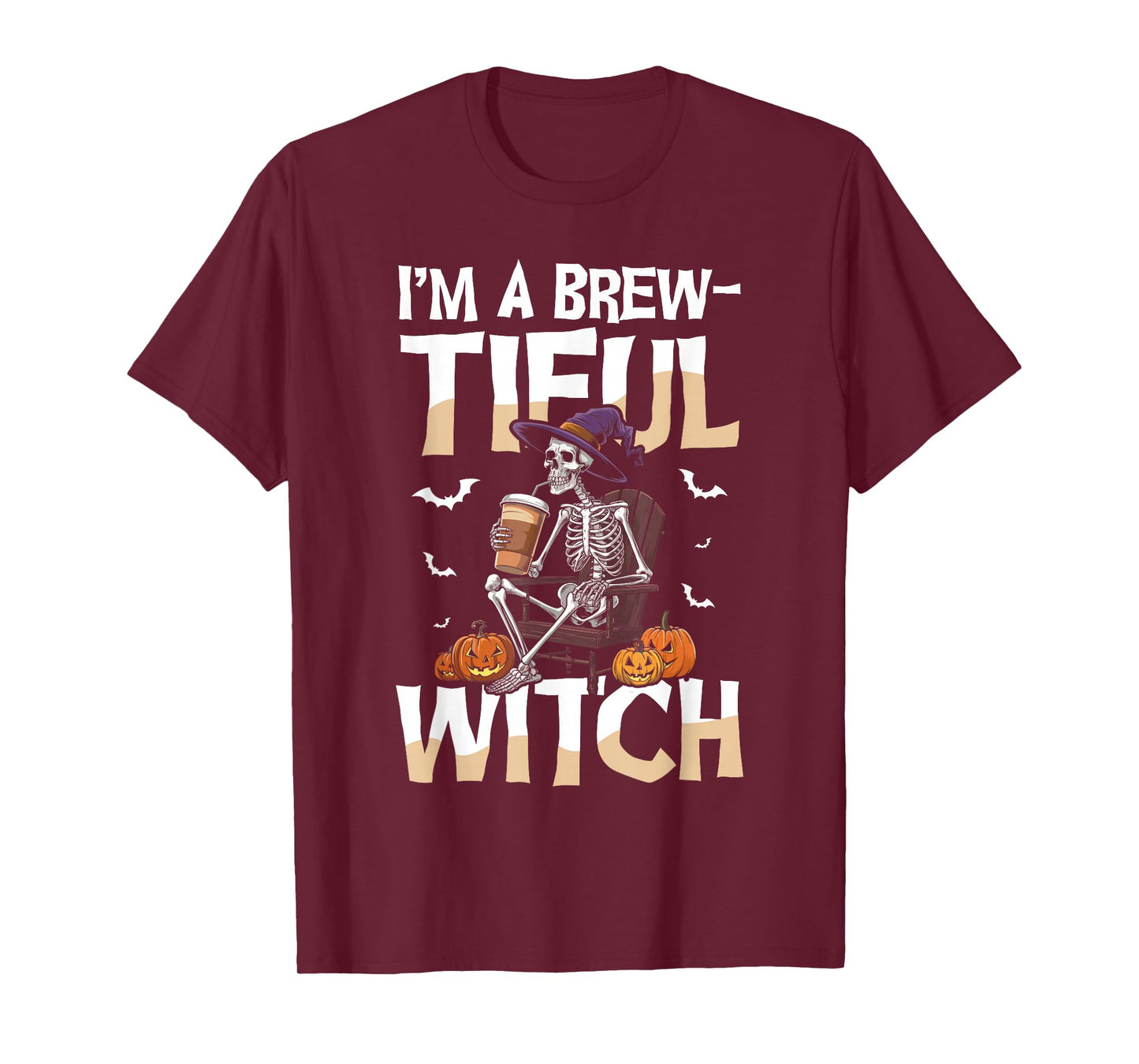 Im A Brewtiful Witch Halloween Coffee Skeleton T-Shirt