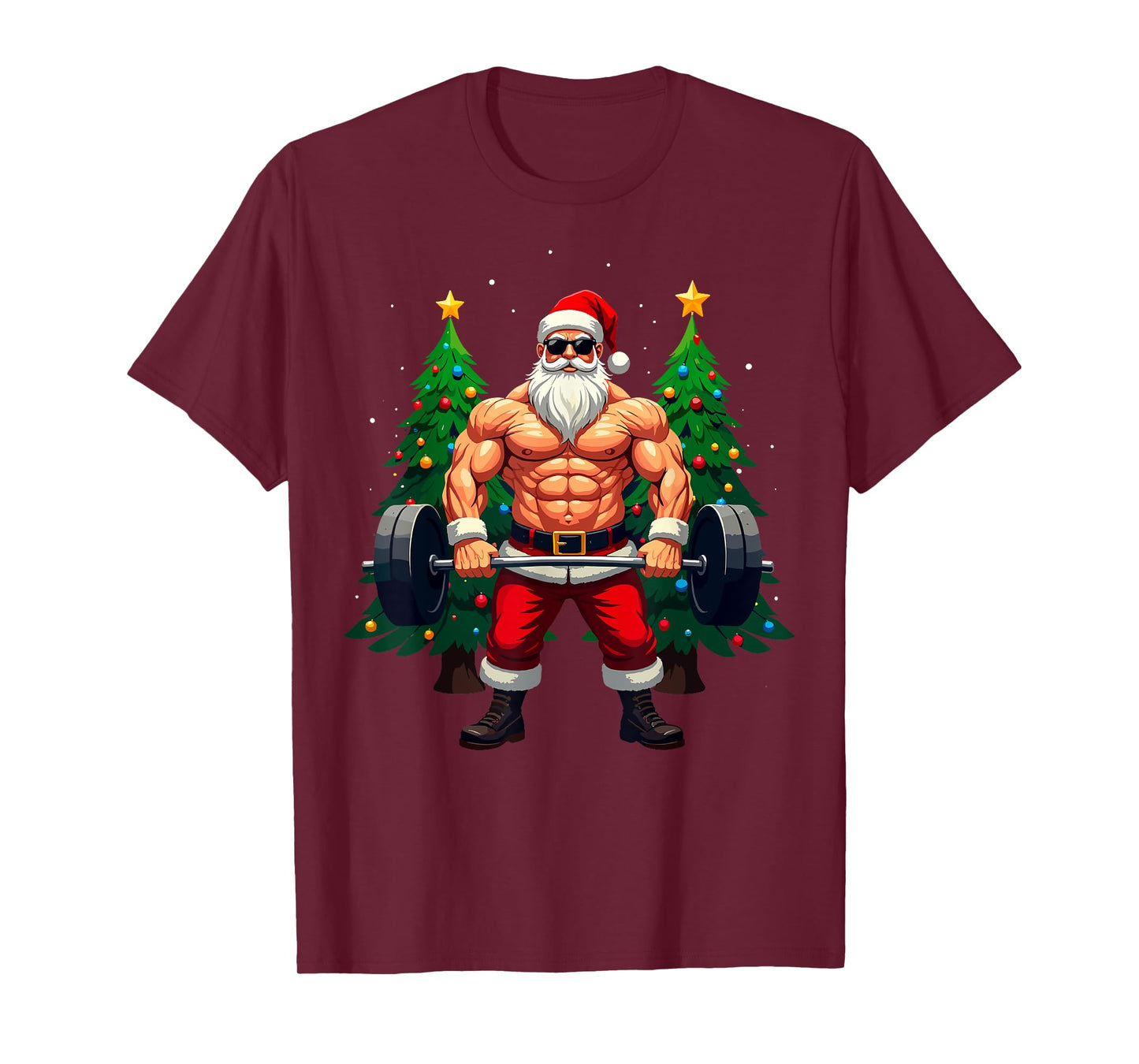 Muscle Santa Weightlifter Christmas Powerlifting Xmas Gym T-Shirt