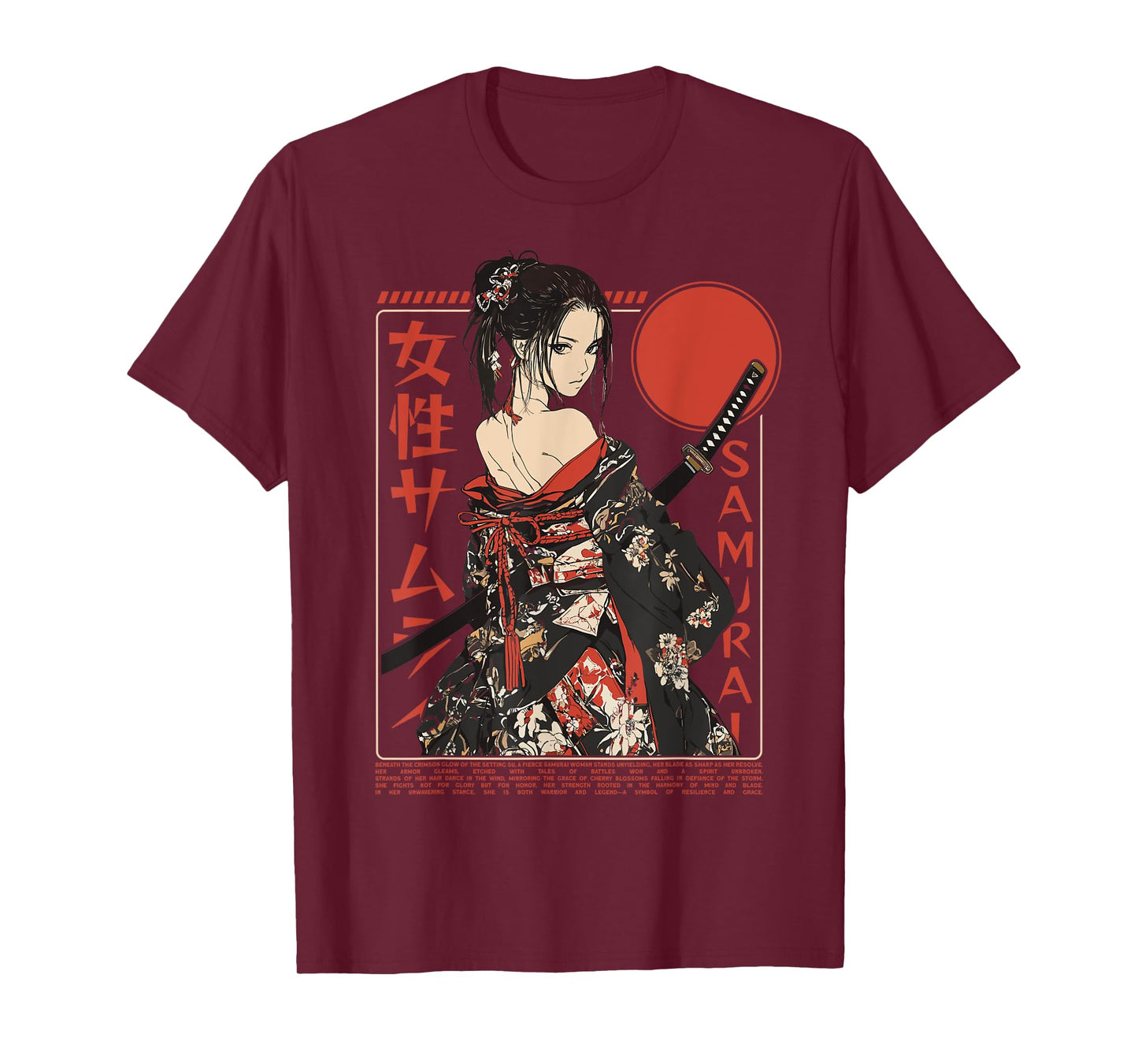 Samurai Warrior Waifu Girl Japanese Ukiyo-e Manga Samurai T-Shirt