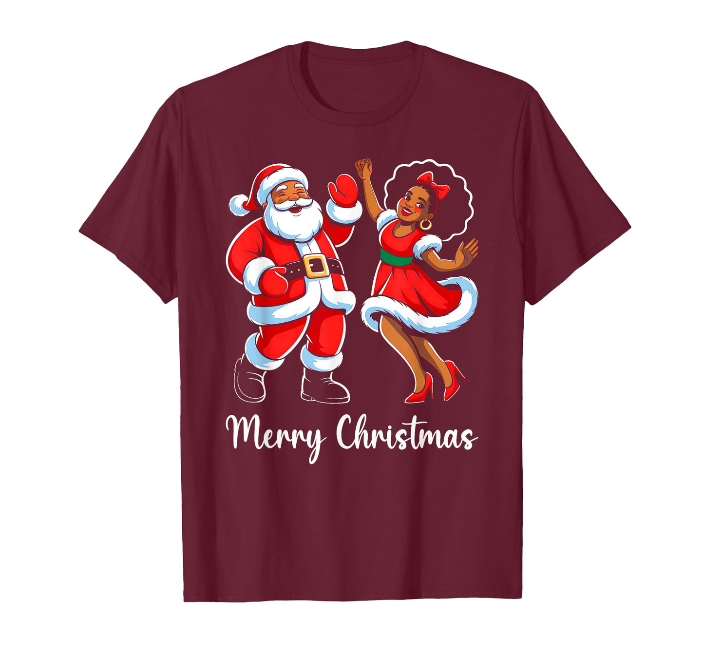 Merry Christmas African American Santa Claus Xmas Dance T-Shirt