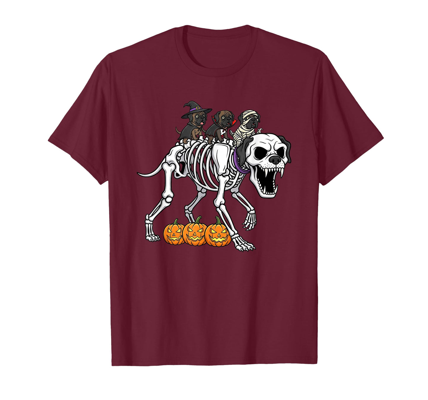 Mastiff Dog Skeleton Mummy Witch Halloween Kids Mens Womens T-Shirt