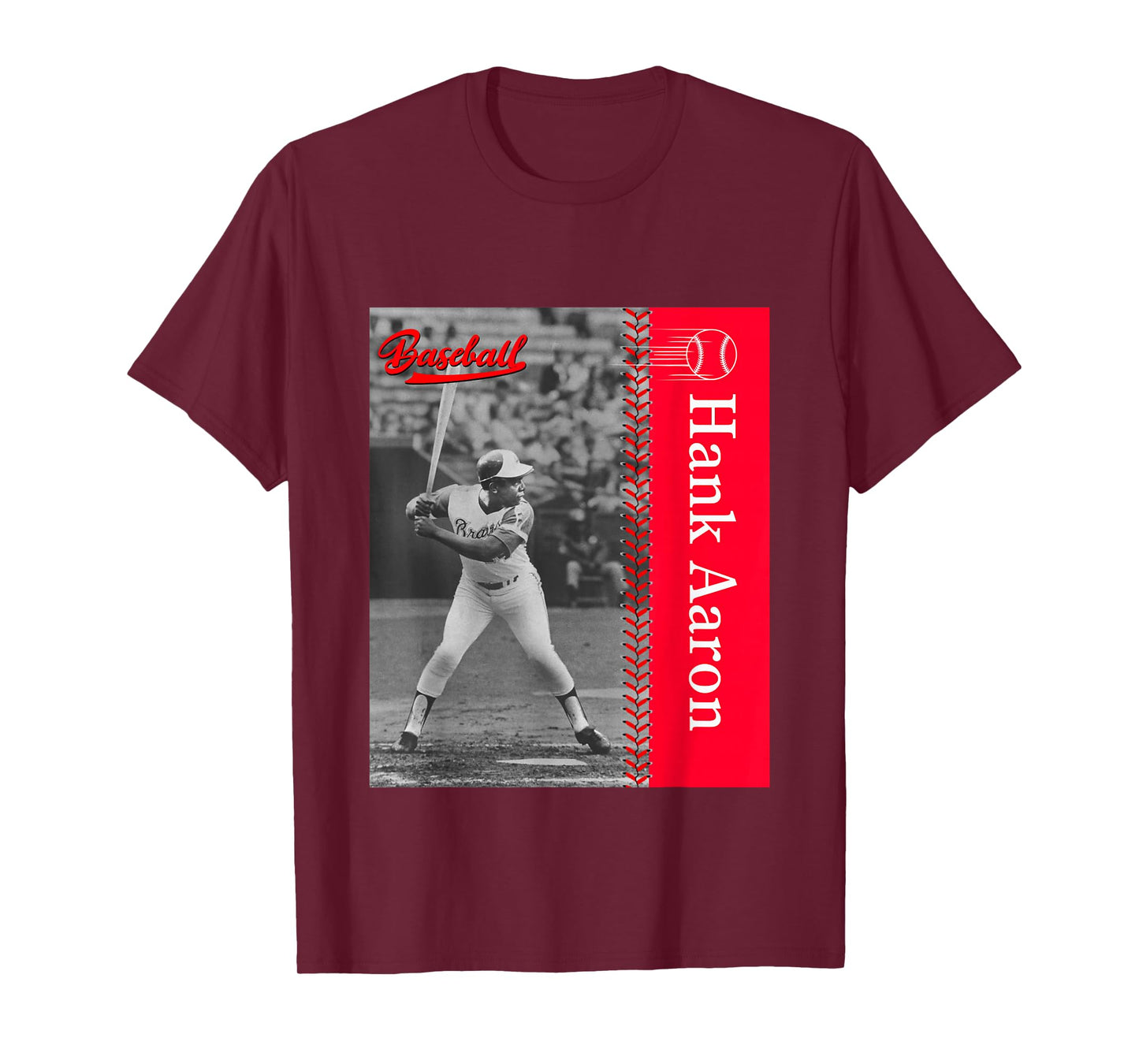 Hank Aaron_Baseball_001 T-Shirt, Small, Black