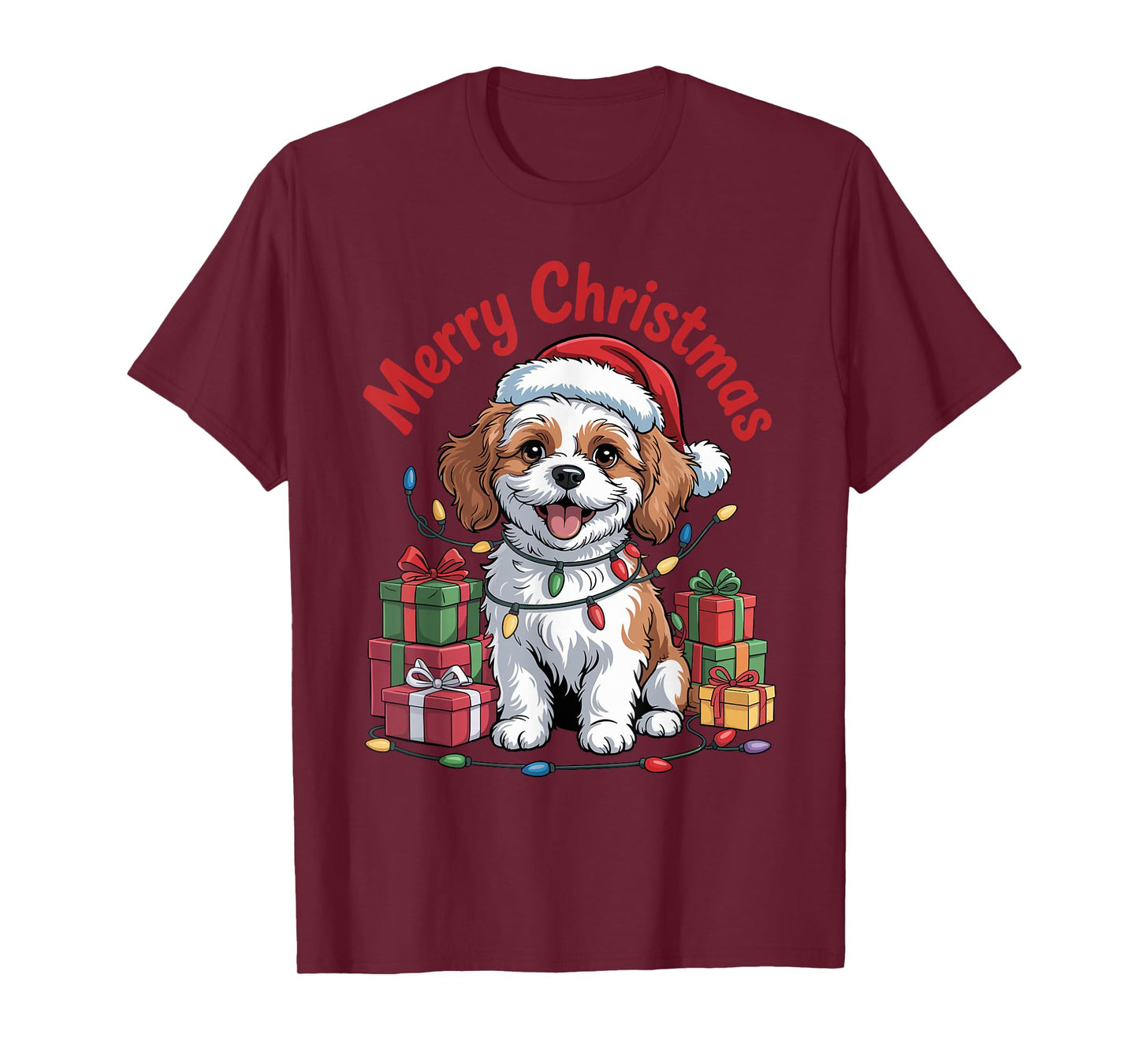 Cute Cavachon Santa Hat Christmas Xmas Dog Lovers Holiday T-Shirt