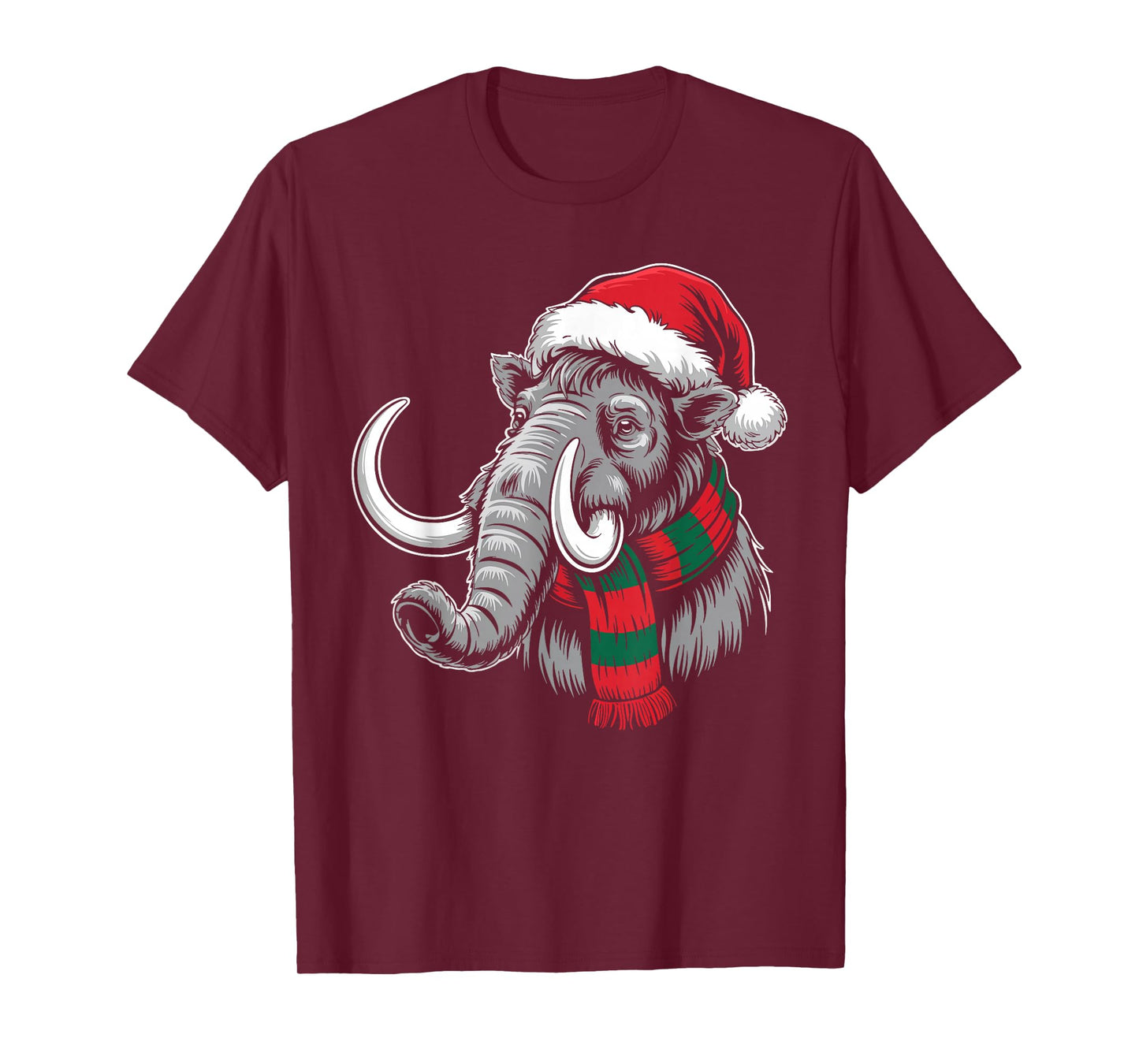Woolly Mammoth Xmas Santa Hat Scarf Christmas Costume T-Shirt