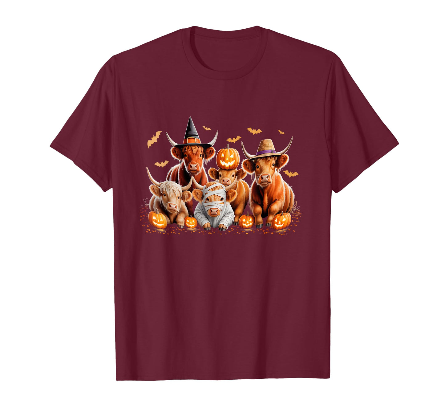 Halloween Highland Cow Witch Hat Counted Crossstitch Pattern T-Shirt