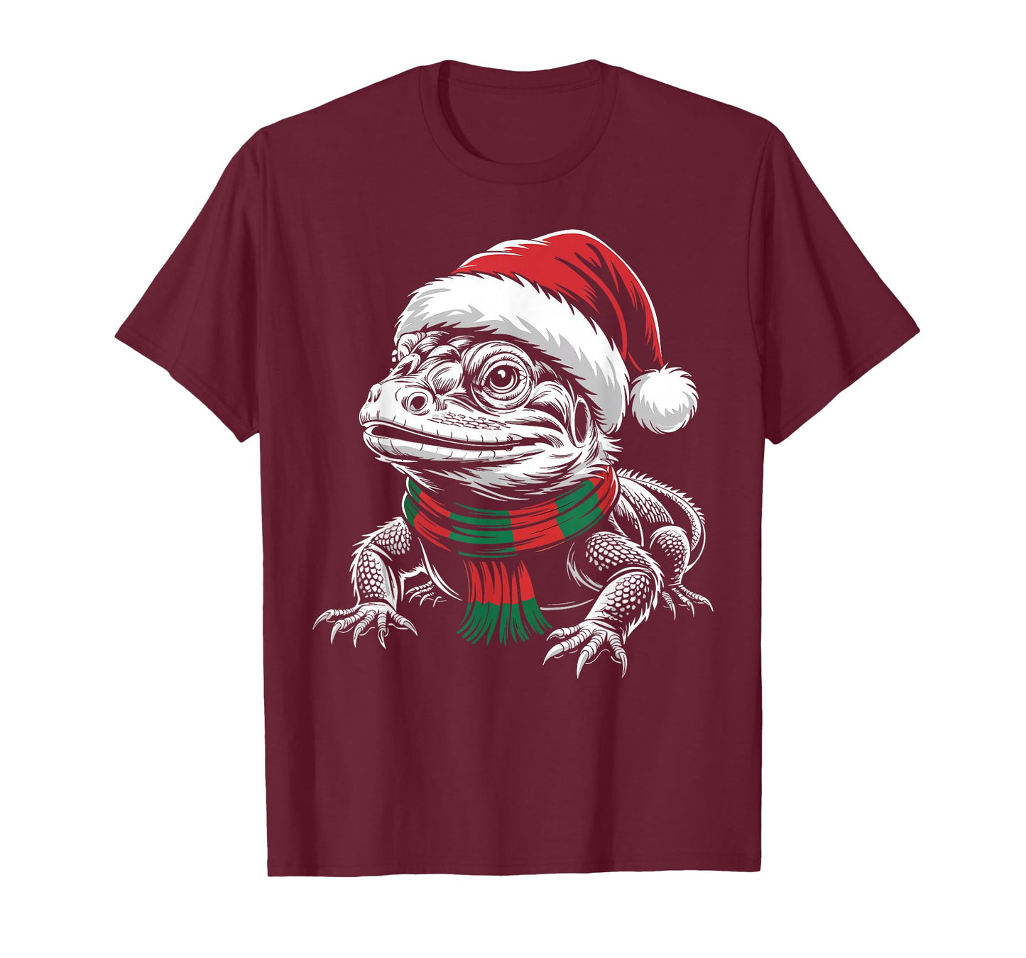 Lizard Xmas Santa Hat Scarf Christmas Costume T-Shirt
