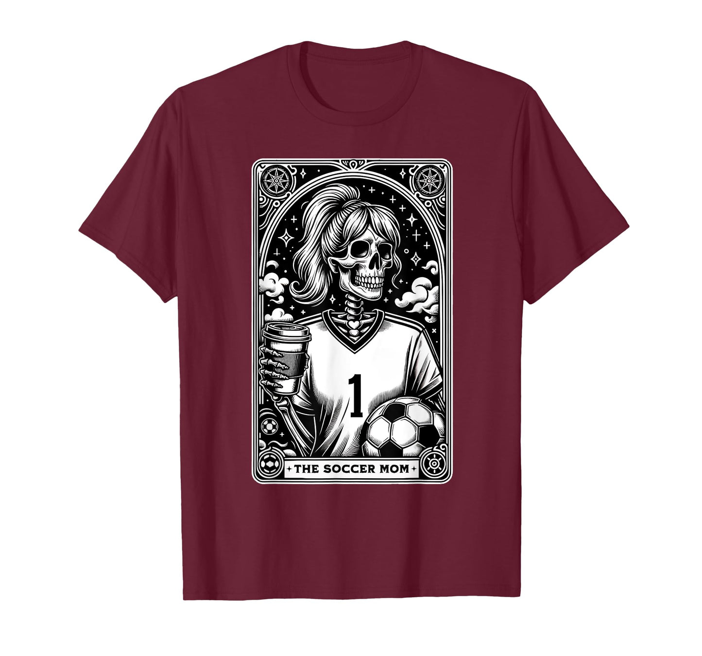 Funny Soccer Mom Skeleton Tarot Card Vintage Halloween T-Shirt