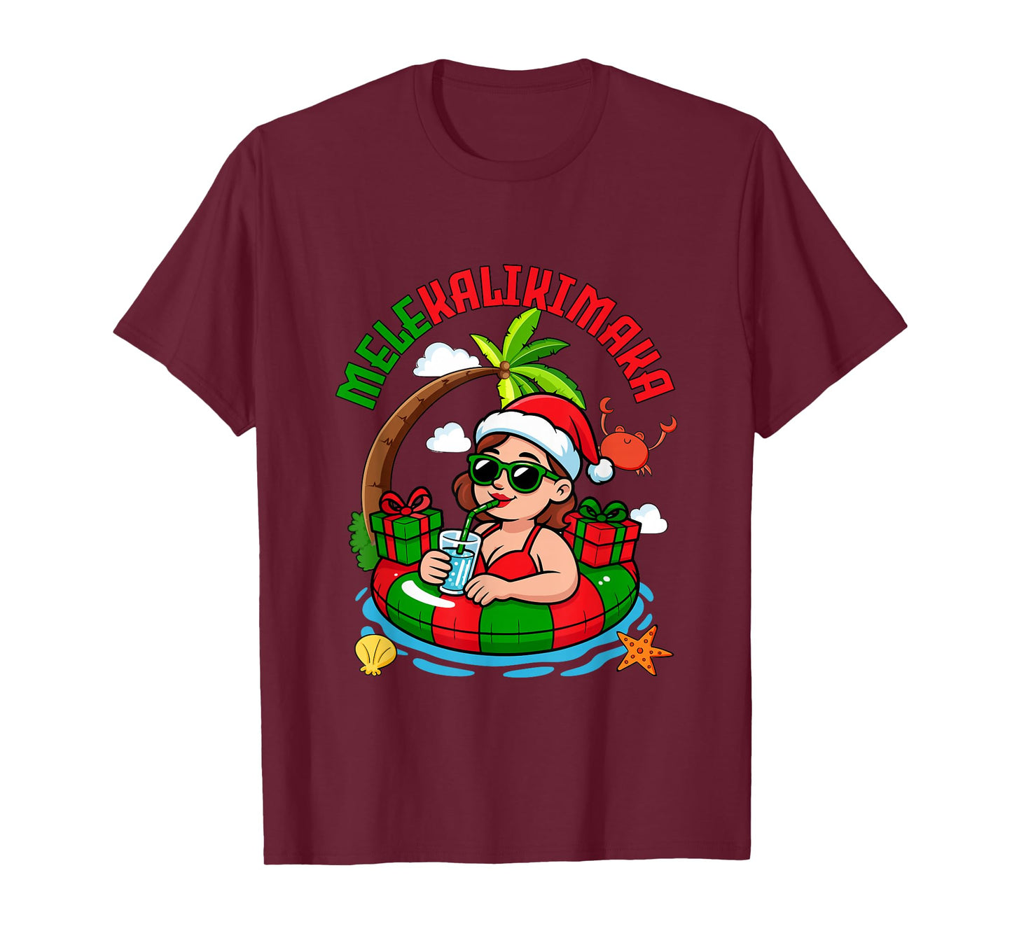 Mele Kalikimaka Christmas Santa Hawaiian Women Relaxing T-Shirt
