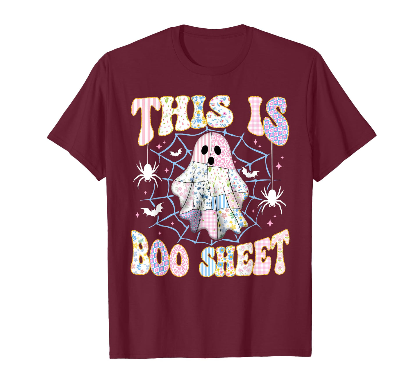 Boo Sheet Ghost Funny Retro Groovy Preppy Costume Girls Kids T-Shirt