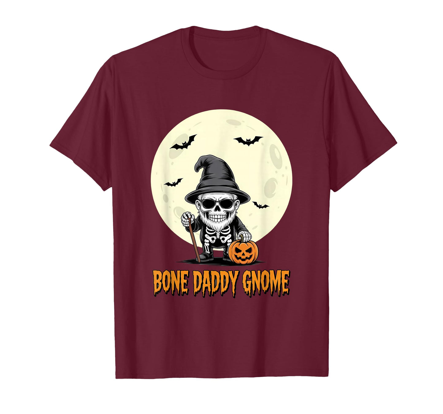 Bone Daddy Gnome Halloween Skeleton Pumpkin Spooky Witch Hat T-Shirt