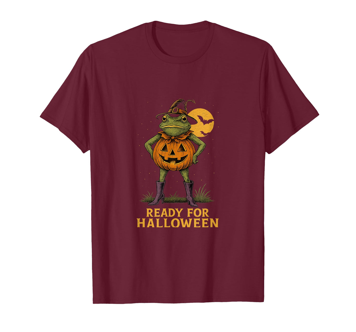 Ready for Halloween Frog Witch Hat Pumpkin Spooky Season T-Shirt