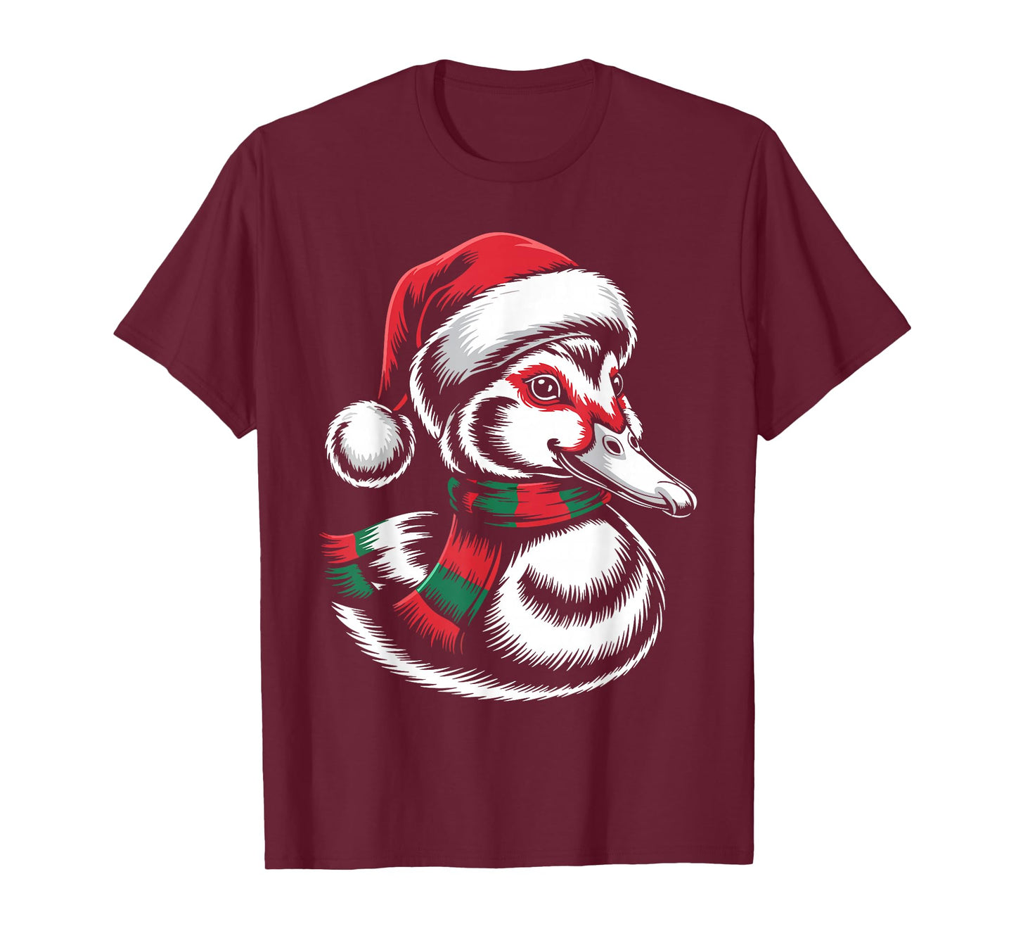 Muscovy Duck Xmas Santa Hat Scarf Christmas Costume T-Shirt