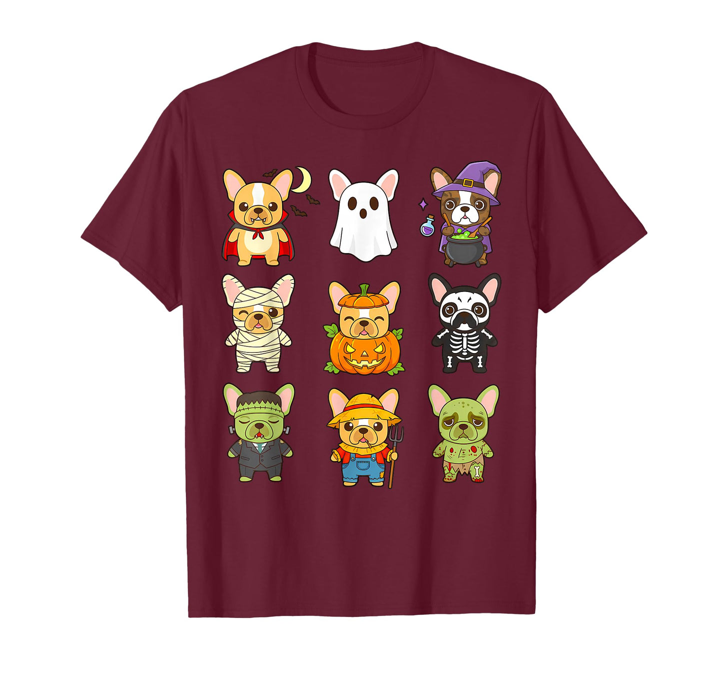 French Bulldog Spooky Halloween Monsters Kawaii Dog Frenchie T-Shirt