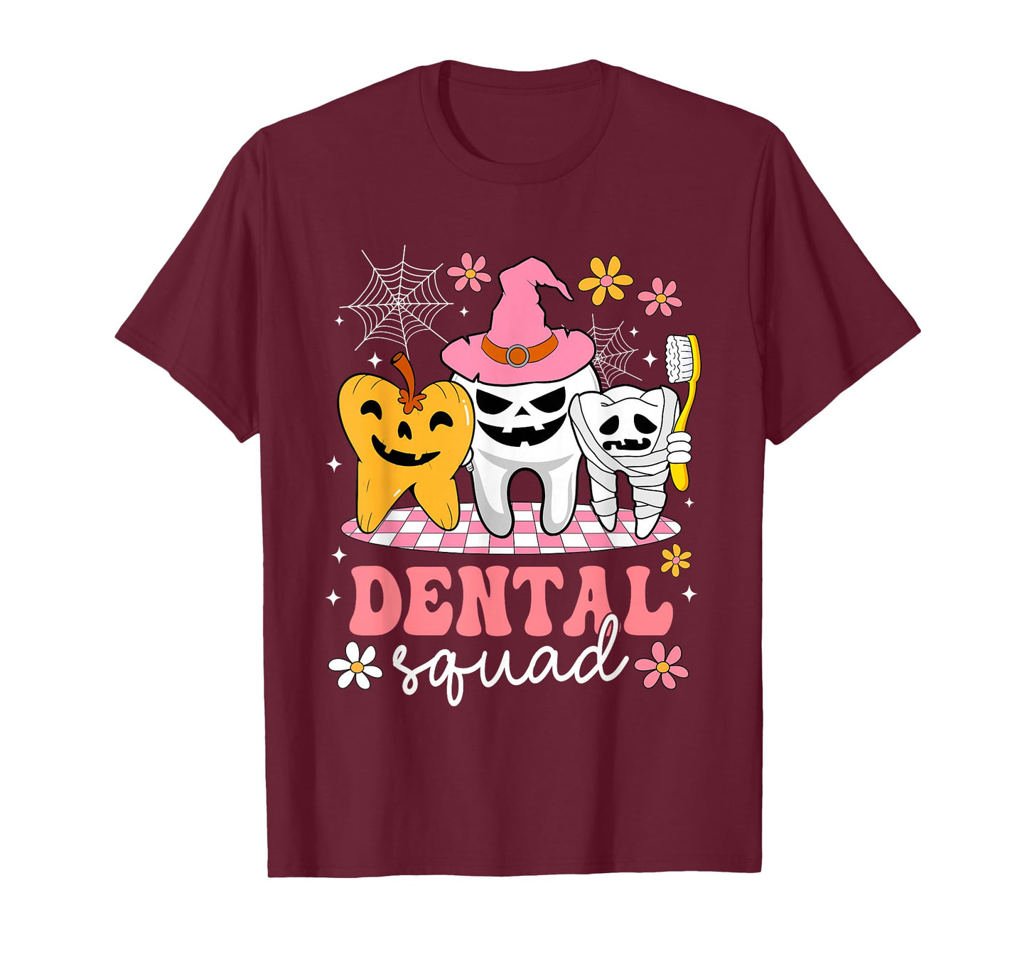 Dental Squad Tooth Pumpkin Witch Hat Funny Halloween T-Shirt