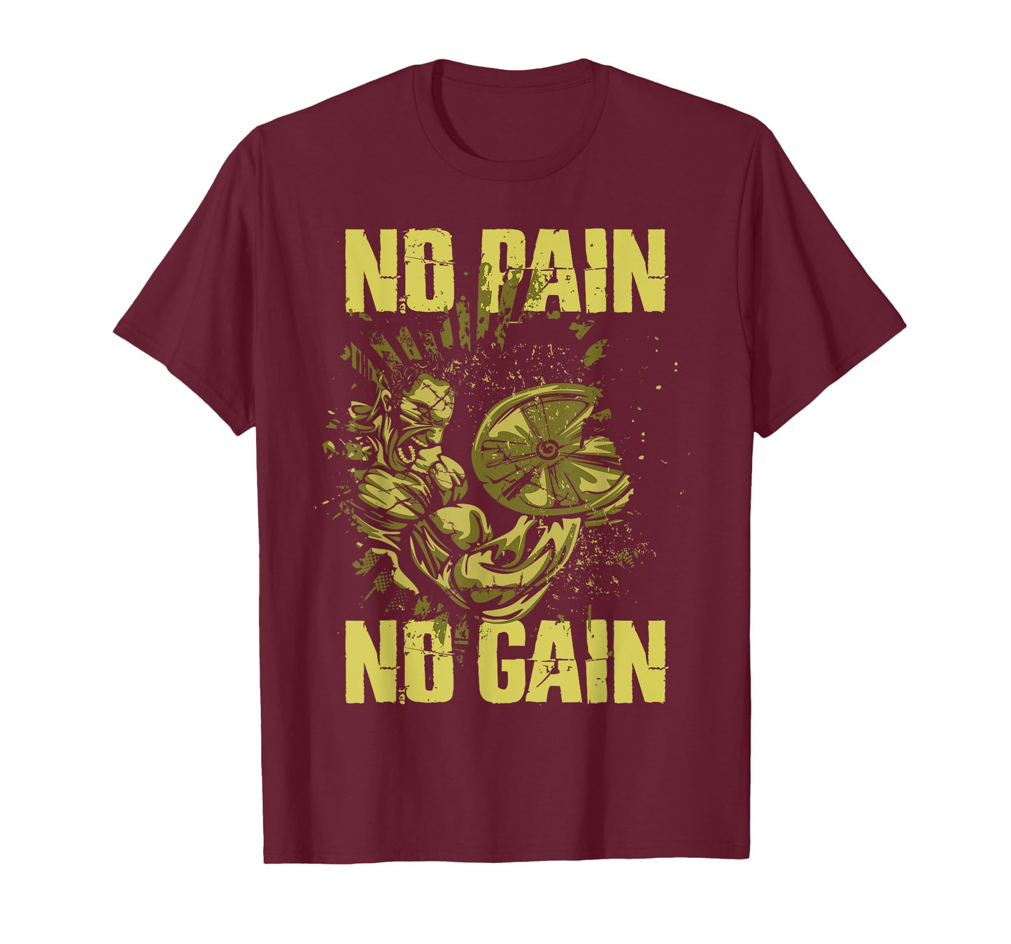 Bodybuilding Shirts for Men No Pain No Gain Bodybuilder Gym T-Shirt