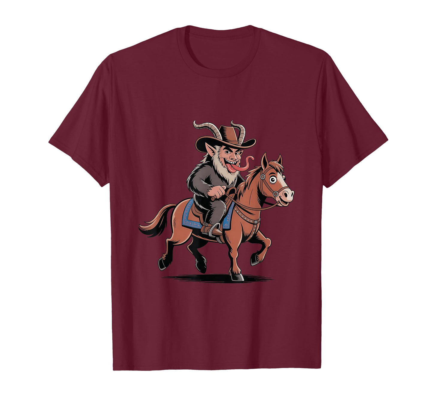 Funny Krampus Christmas Evil Santa Cowboy Western Xmas T-Shirt