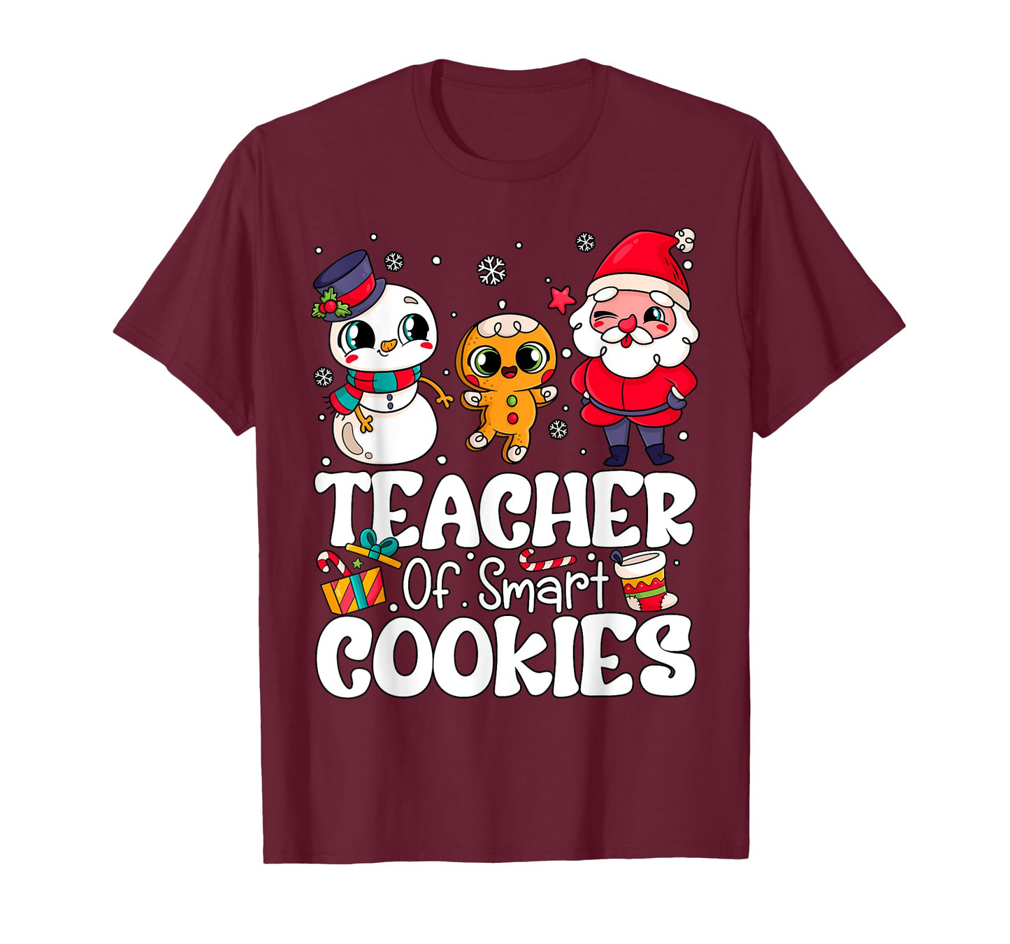 Funny Teacher of Smart Cookies Gingerbread Men Women Xmas T-Shirt