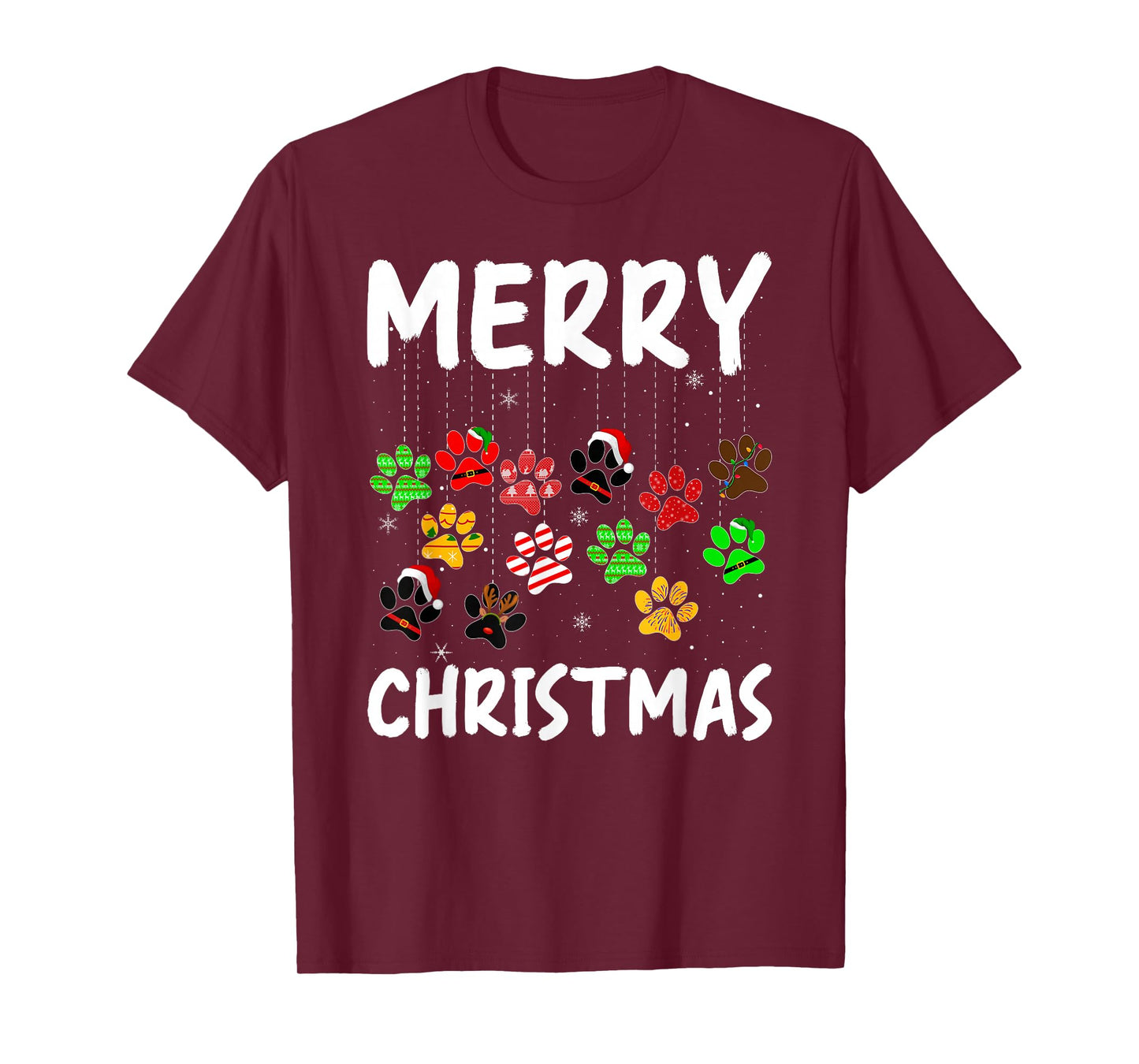 Dog Paw Merry Christmas Pajamas Puppy Dog Lover Xmas T-Shirt