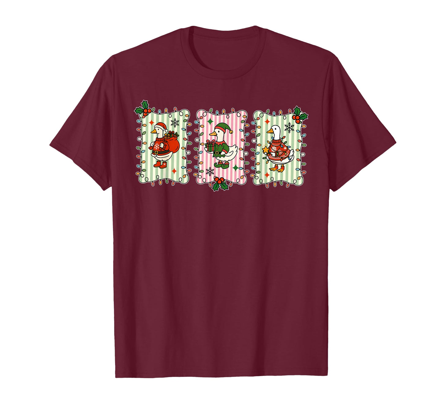 Retro Christmas Silly Goose Christmas Light Goosemas Funny T-Shirt
