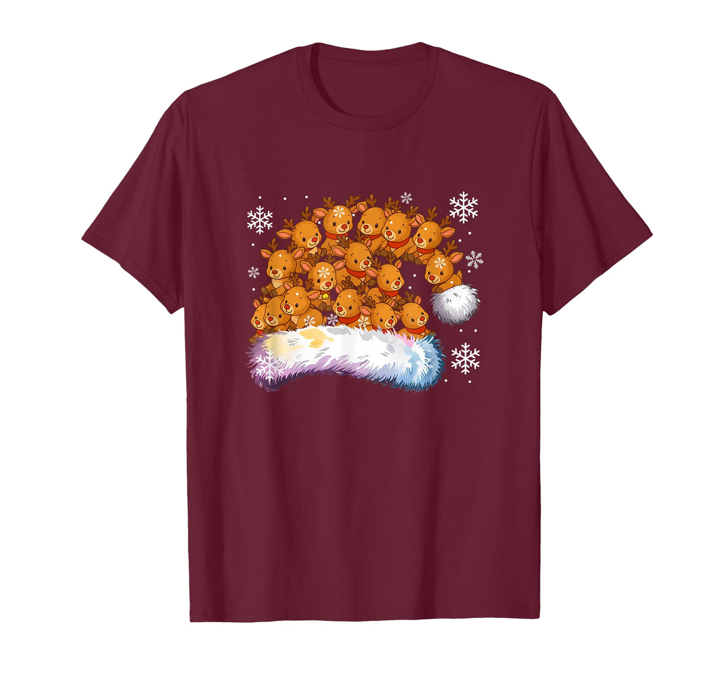 Group Cute Reindeer Xmas Hat Shape Matching Family Kids T-Shirt