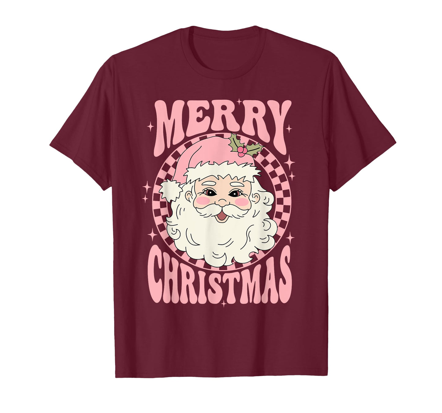 Merry Christmas Pink Santa Claus Retro Vintage T-Shirt