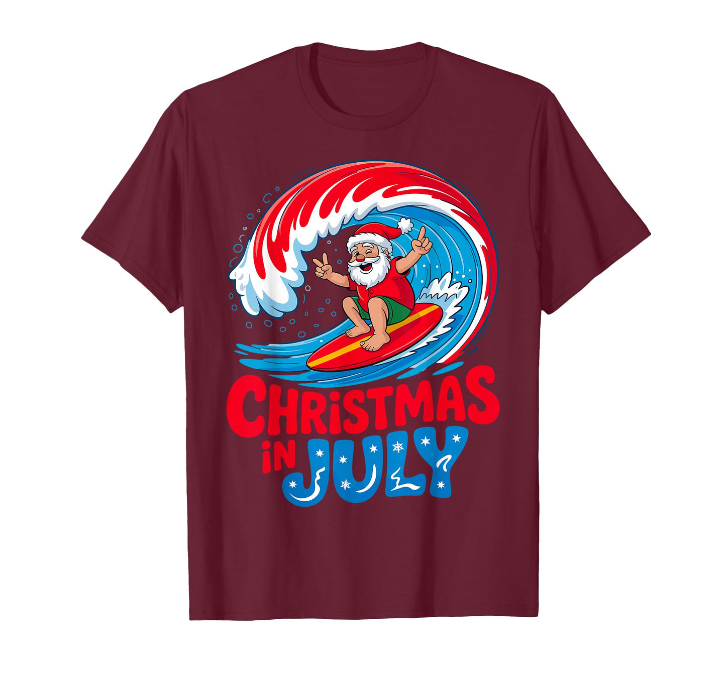 Christmas in July Santa Surfing T-Shirt