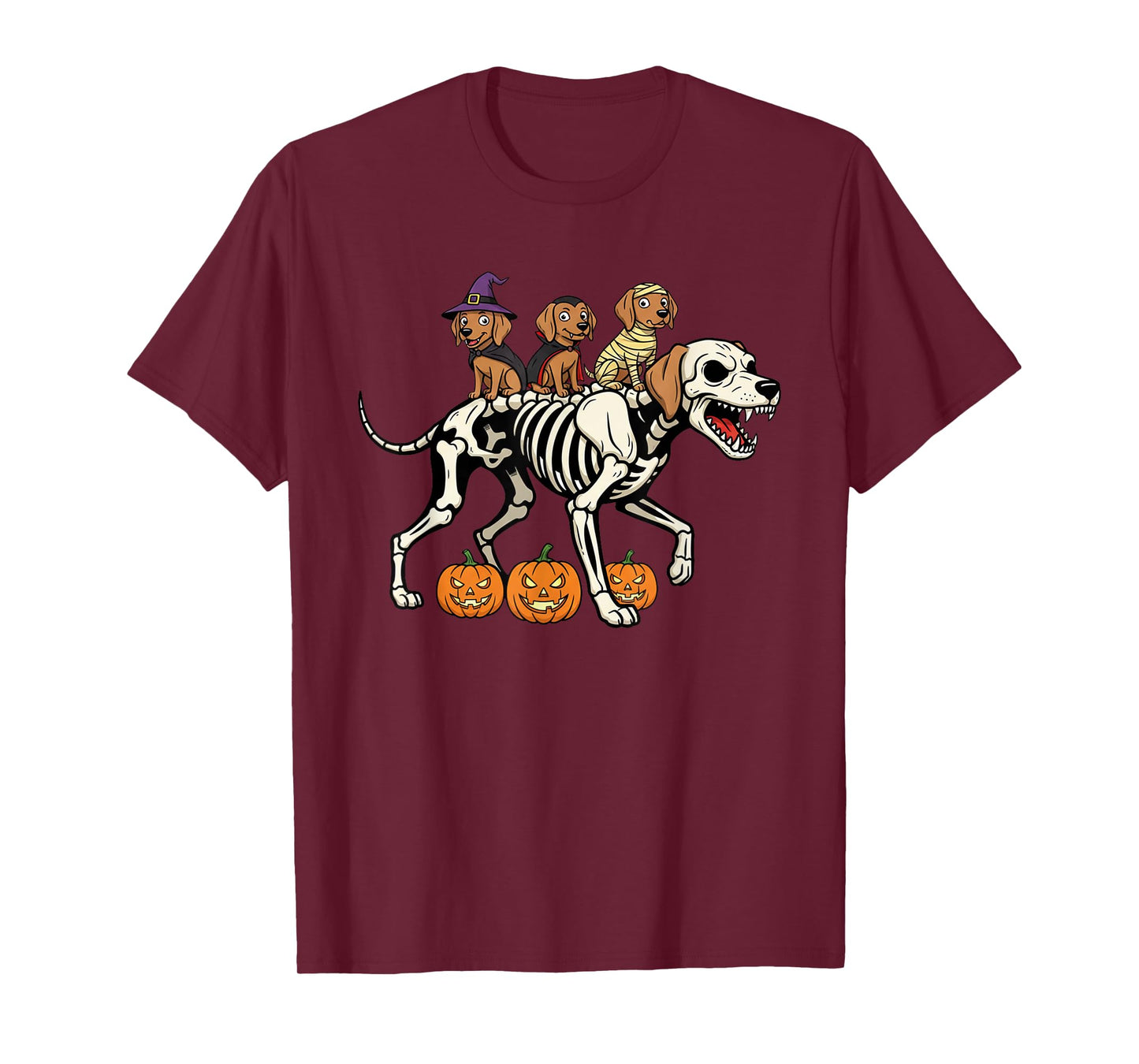 Funny Vizsla Skeleton Mummy Witch Halloween Kids Mens Womens T-Shirt