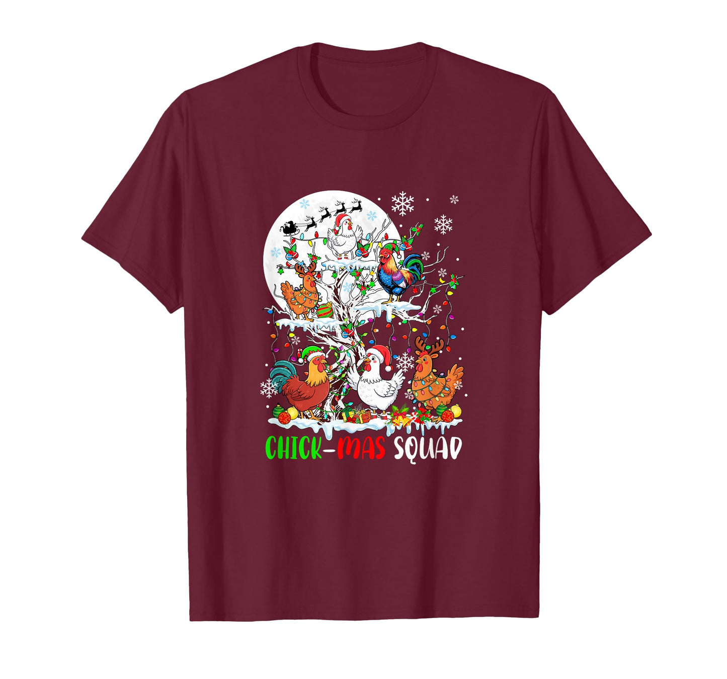 Chick Squad Xmas Group Santa Elf Chickens On Tree Farmer T-Shirt