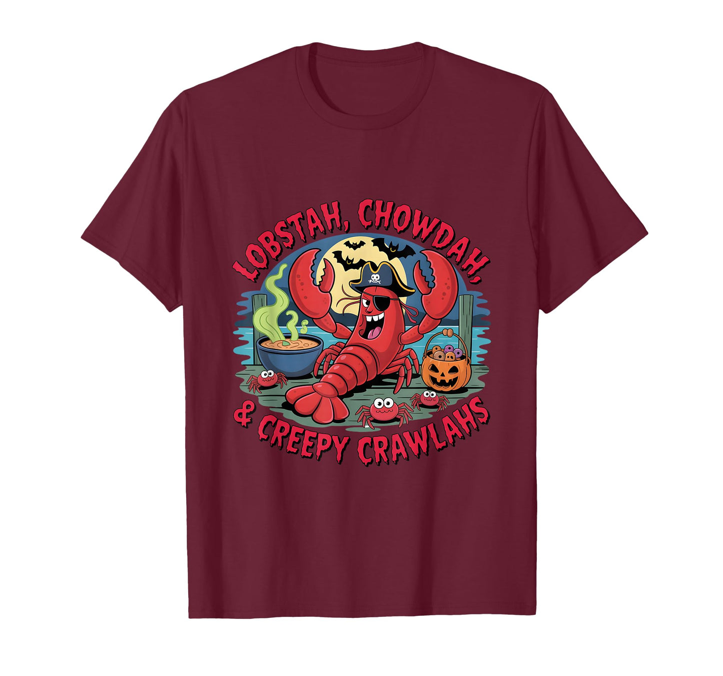 Halloween Lobster Funny New England Pirate Seafood Design T-Shirt