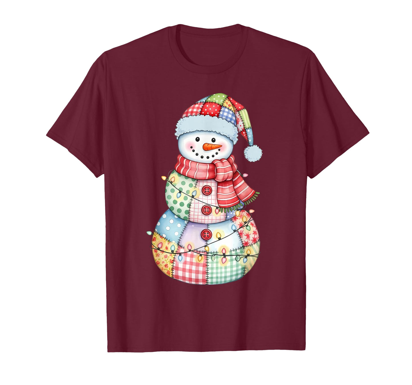 Patchwork Snowman Preppy Girly Christmas Xmas Holiday Kids T-Shirt
