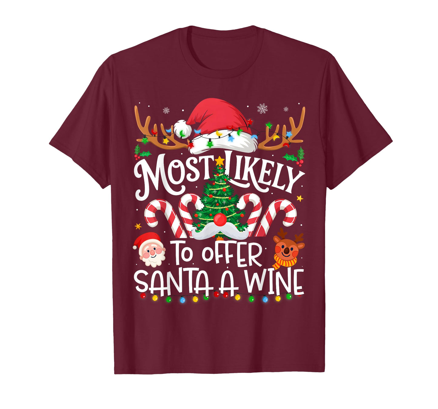 Most Likely to Offer Santa A Wine Family Matching Christmas T-Shirt