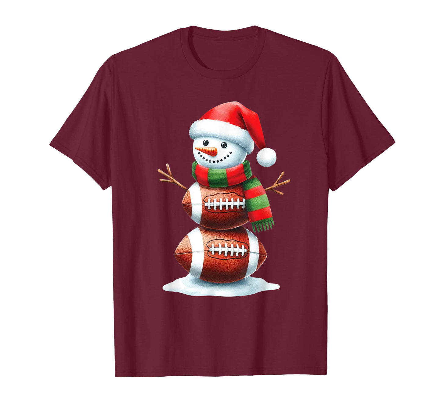 Christmas Football Women Men Kids Christmas Snowman Football T-Shirt