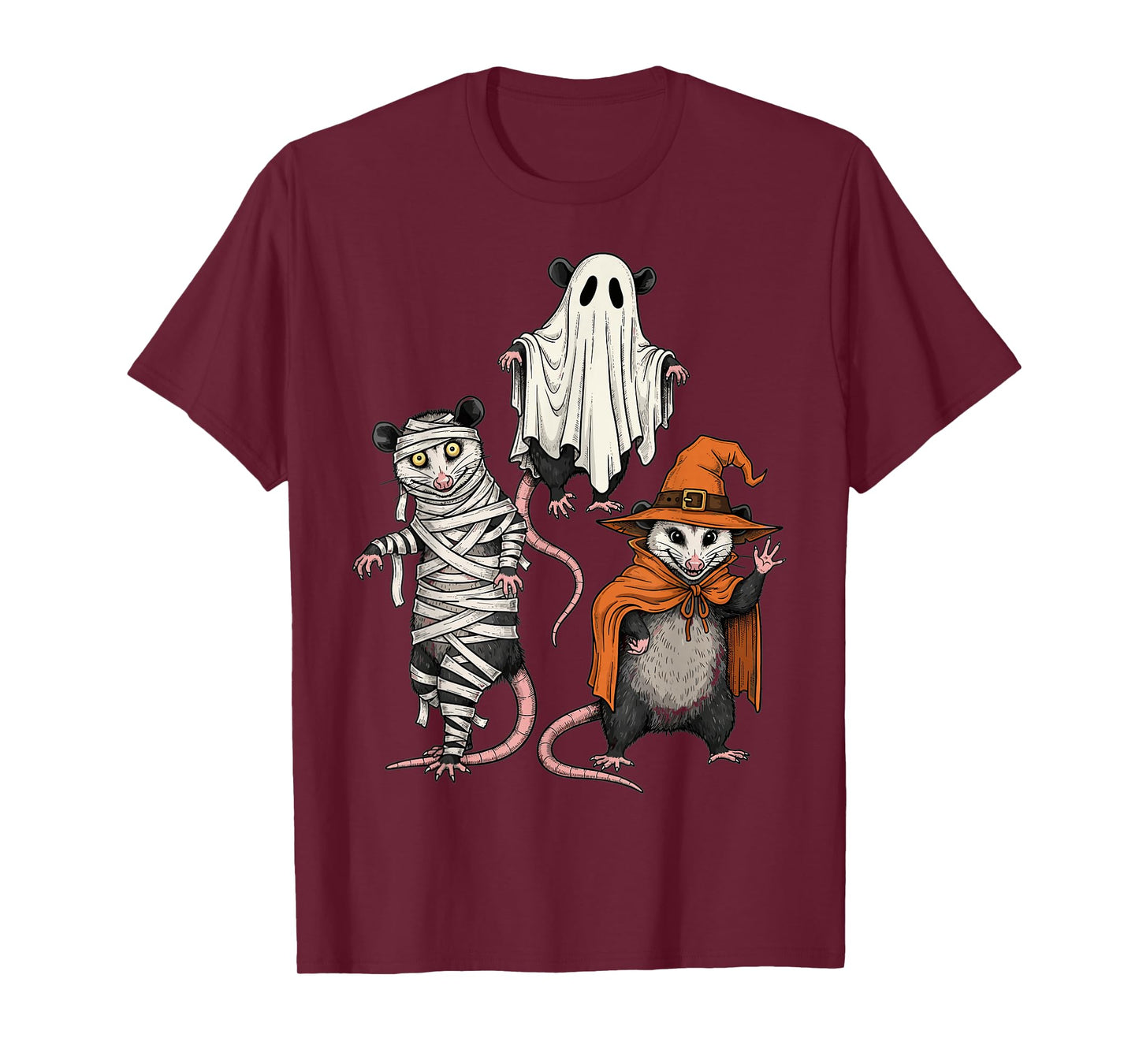 Halloween Possum Costume Art Mummy Ghost Witch T-Shirt