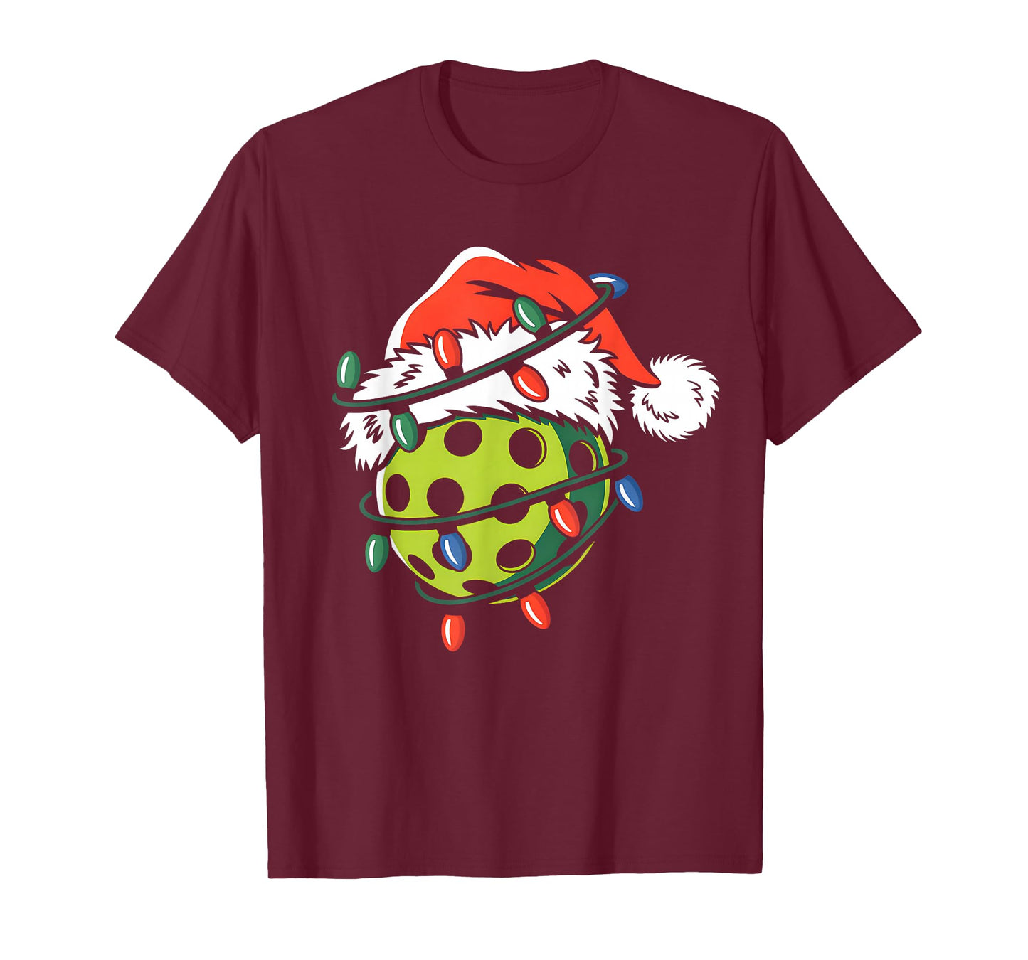 Pickle Ball Ball Santa Hat Xmas Funny Christmas Men Women T-Shirt