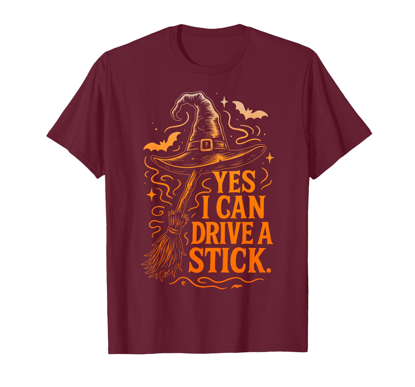 Yes I Can Drive A Stick Funny Halloween Spooky Witch Mom T-Shirt