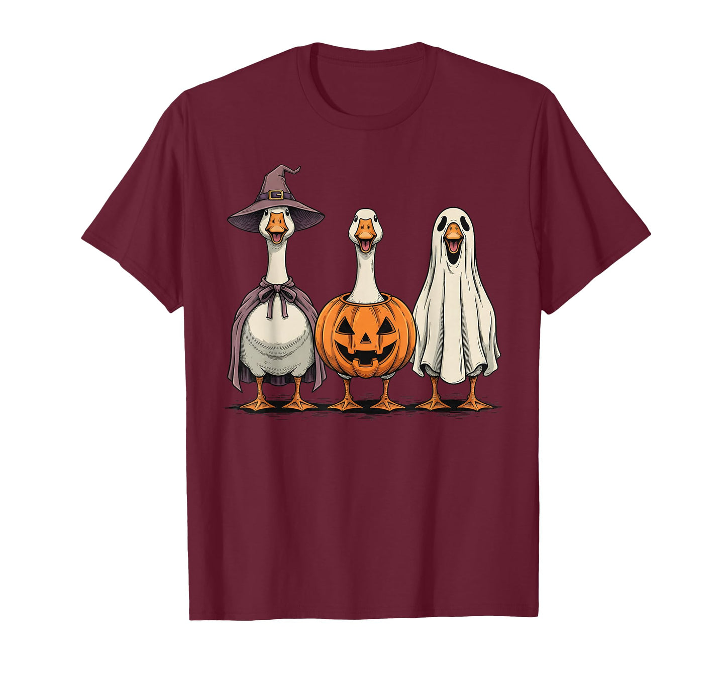 Spooky Goose Ghost Pumpkin Halloween Farm Animal T-Shirt