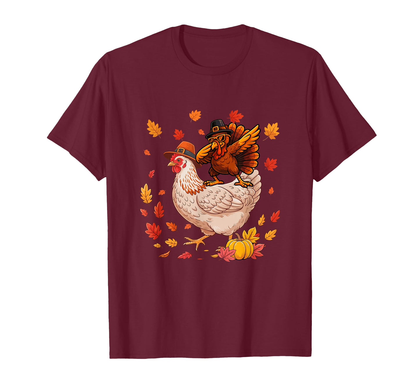 Dabbing Turkey On Chicken Thanksgiving Autumn Pilgrim Farmer T-Shirt